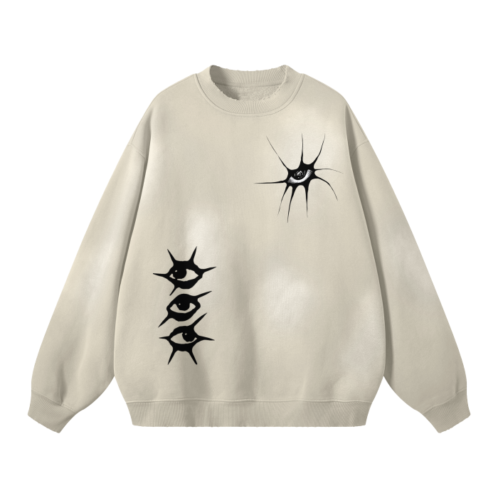 Streetwear Unisex Monkey Washed Dyed Fleece Pullover
