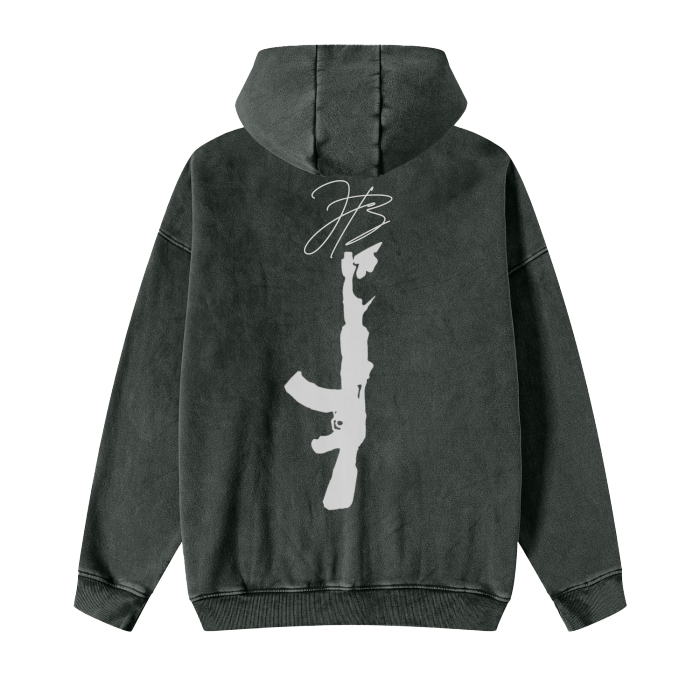 Streetwear Acid Washed Zip Fleece  Hoodie Jacket - 360 GMS
