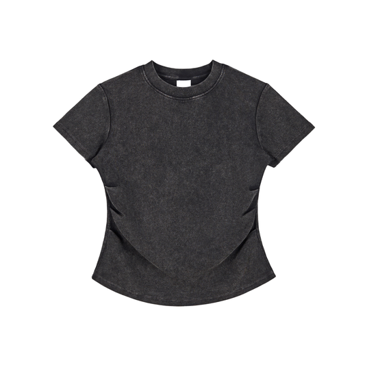 Vintaged-Wash Bodycon Cotton T-Shirt
