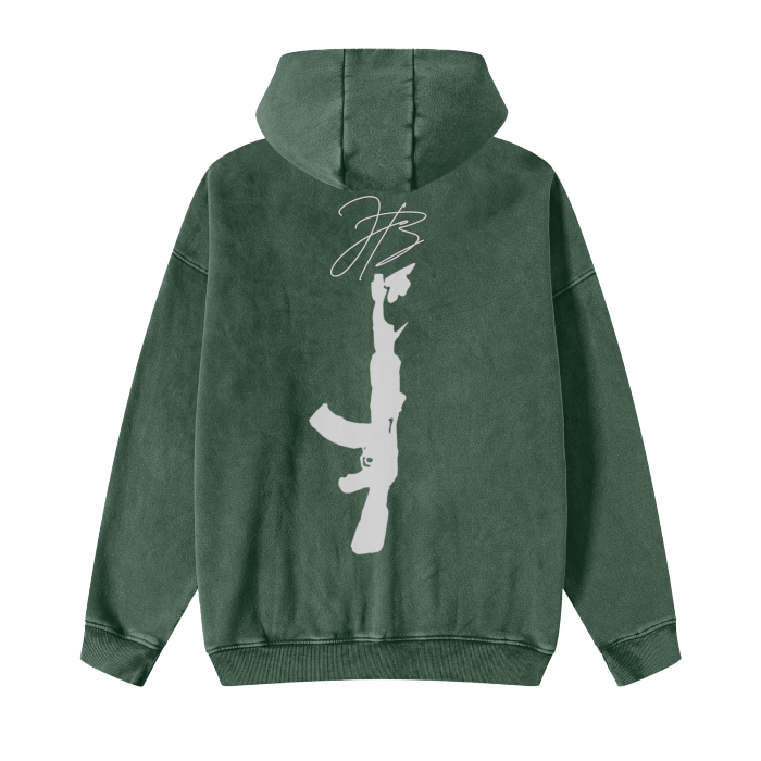 Streetwear Acid Washed Zip Fleece  Hoodie Jacket - 360 GMS
