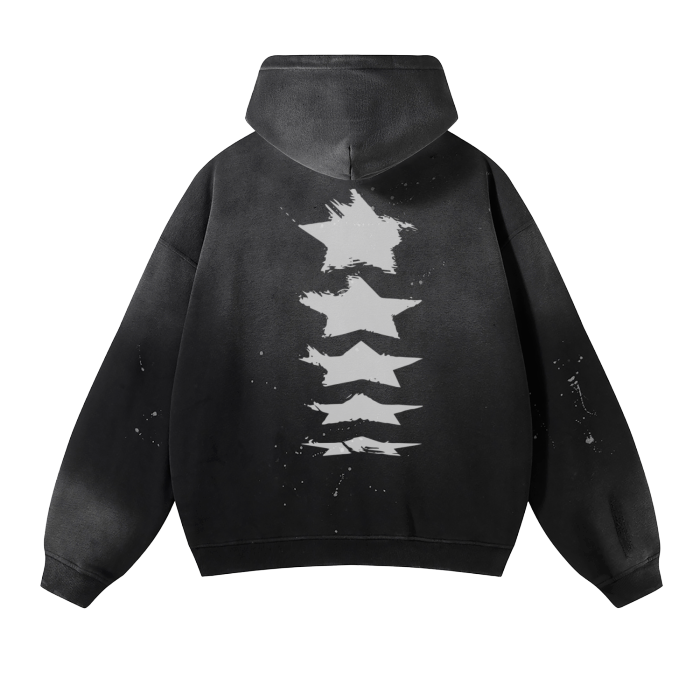 Vintage Wash Frayed Fleece Hoodie - 360 GSM