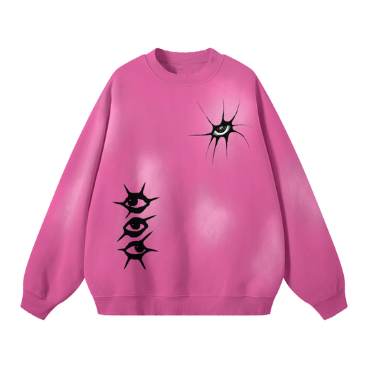 Streetwear Unisex Monkey Washed Dyed Fleece Pullover