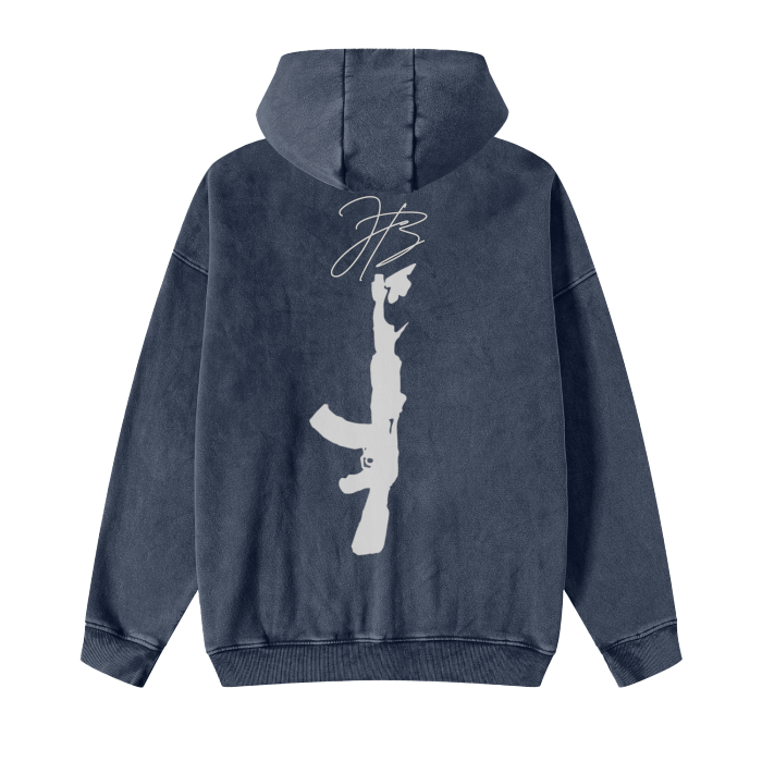 Streetwear Acid Washed Zip Fleece  Hoodie Jacket - 360 GMS