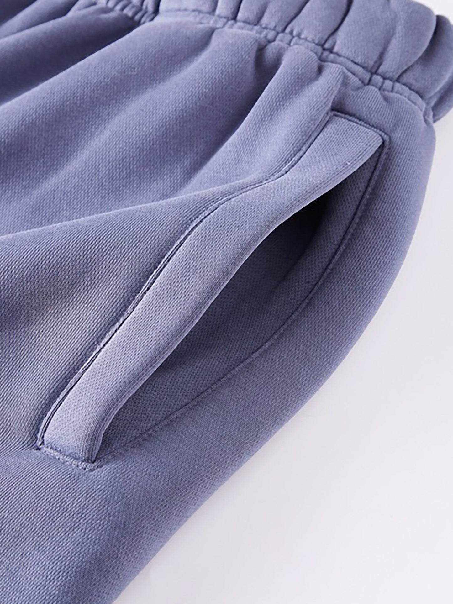 (Denim Blue)Streetwear Unisex Monkey Washed Dyed Fleece Joggers