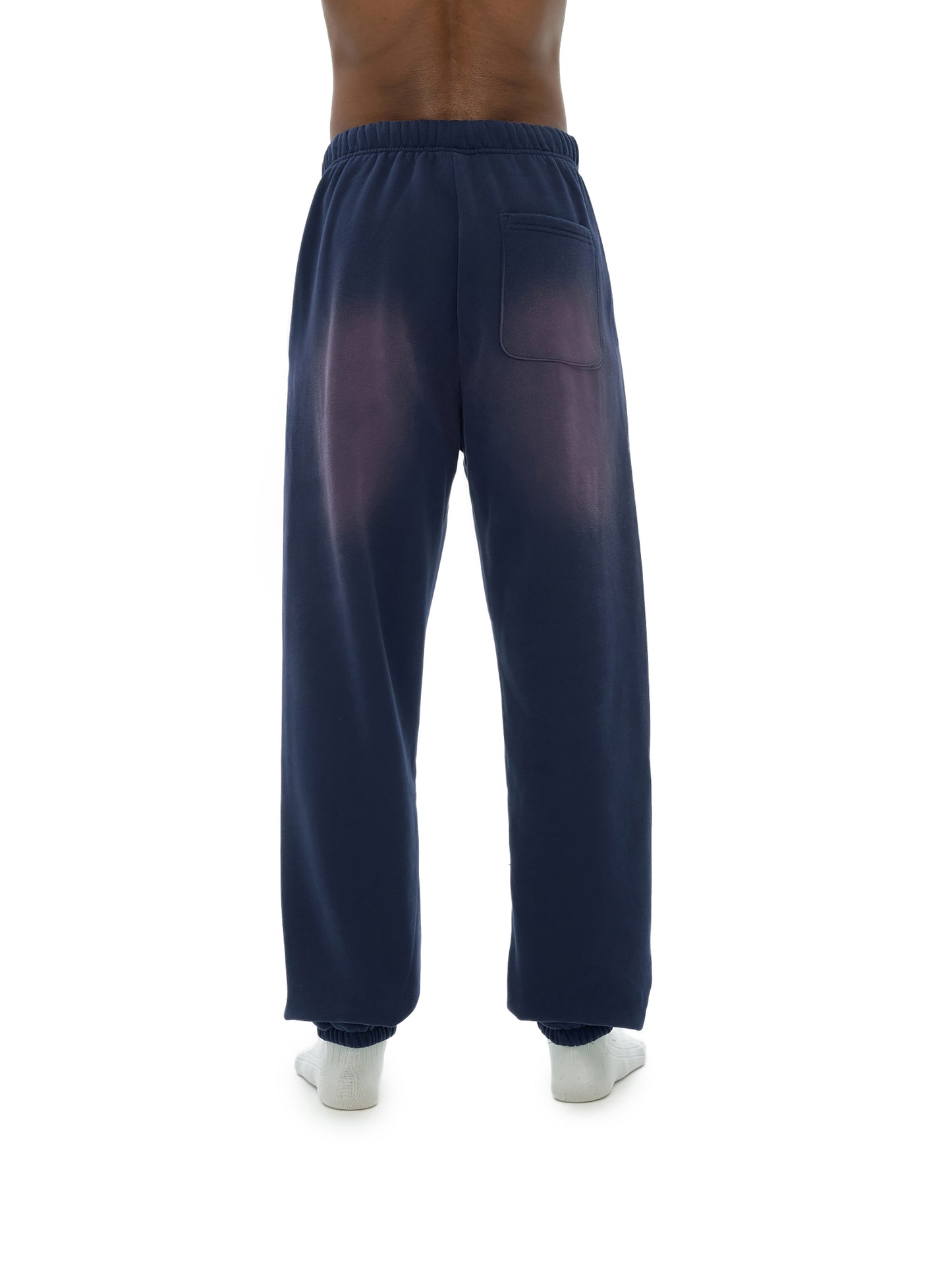(Denim Blue)Streetwear Unisex Monkey Washed Dyed Fleece Joggers